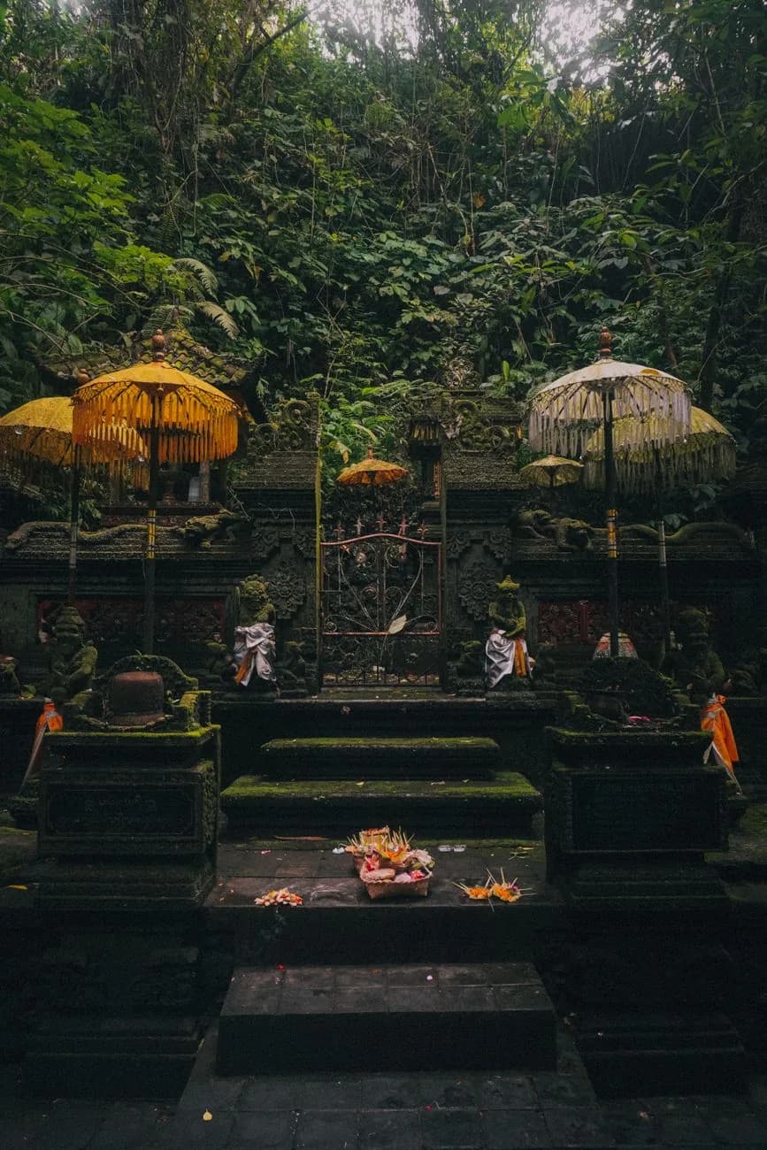Sanctuaire moussu de Goa Gajah dans la jungle près d'Ubud, à combiner avec Tirta Empul