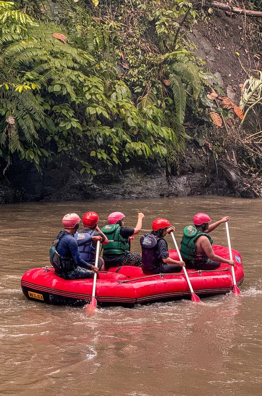 Rafting en eaux vives sur la rivière Ayung dans la jungle près d'Ubud, Bali
